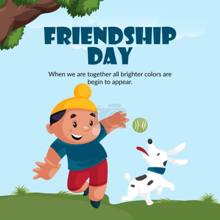 Téléchargez les illustrations : Conception de bannière de modèle de style de dessin animé heureux jour de l'amitié. - en licence libre de droit