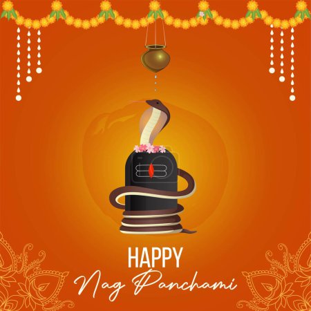 Ilustración de Banner de diseño de feliz nag Panchami hindú plantilla del festival. - Imagen libre de derechos