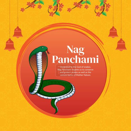 Ilustración de Banner de diseño de feliz nag Panchami hindú plantilla del festival. - Imagen libre de derechos