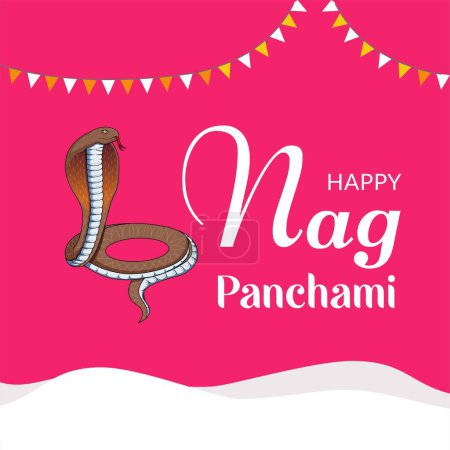 Illustration for Banner design of happy nag Panchami Indian festival template. - Royalty Free Image