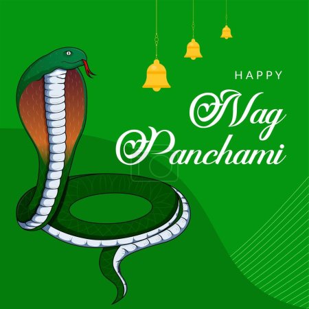 Illustration for Banner design of happy nag Panchami Indian festival template. - Royalty Free Image