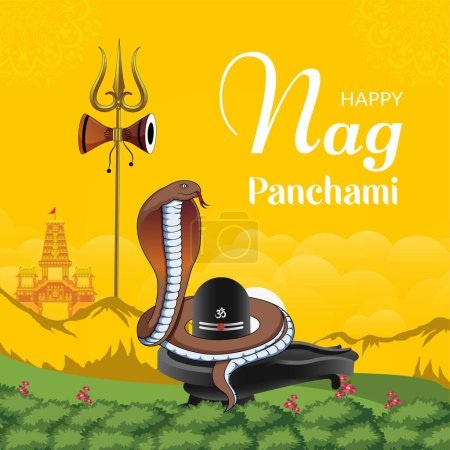 Téléchargez les illustrations : Conception de bannière de heureux nag Panchami modèle de festival indien. - en licence libre de droit
