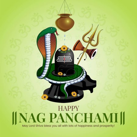 Téléchargez les illustrations : Conception de bannière du festival hindou heureux modèle nag panchami. - en licence libre de droit