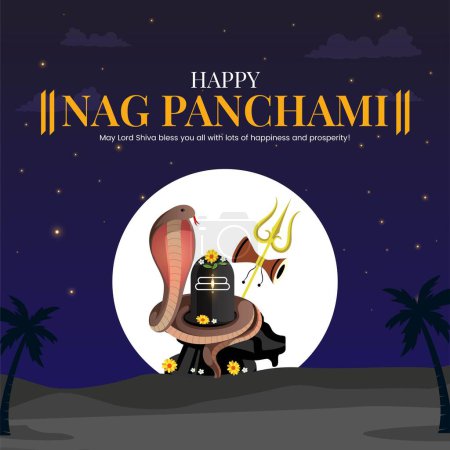 Téléchargez les illustrations : Conception de bannière du festival hindou heureux modèle nag panchami. - en licence libre de droit
