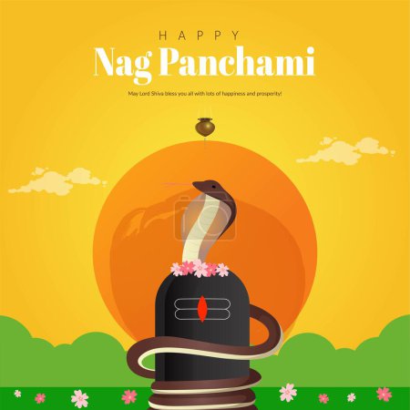 Ilustración de Diseño de banner del festival hindú plantilla de panchami nag feliz. - Imagen libre de derechos