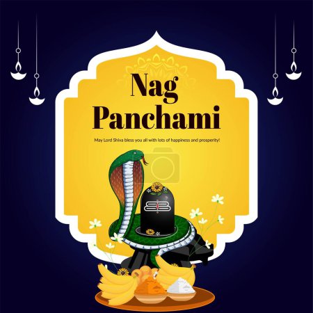 Illustration for Banner design of Hindu festival happy nag Panchami template. - Royalty Free Image