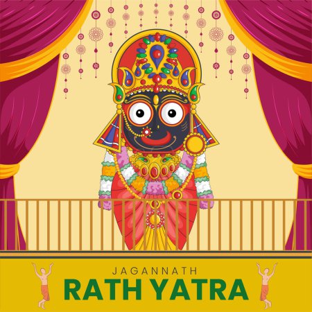 Téléchargez les illustrations : Conception de bannière de festival indien jagannath rath modèle yatra. - en licence libre de droit