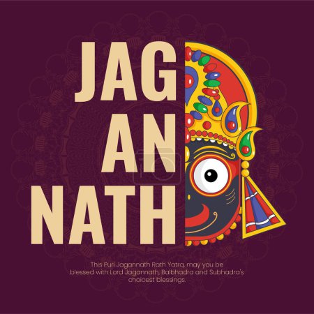 Illustration for Banner design of Indian festival jagannath rath yatra template. - Royalty Free Image