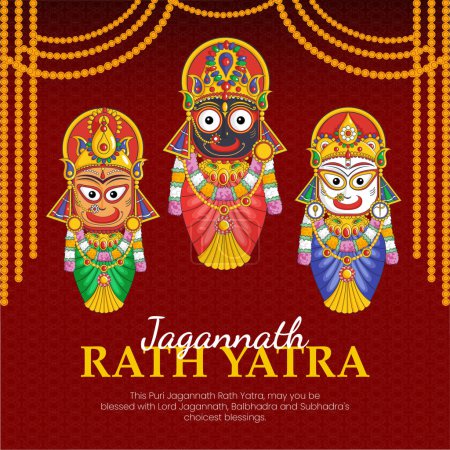 Ilustración de Banner de diseño del festival indio jagannath rath yatra plantilla. - Imagen libre de derechos