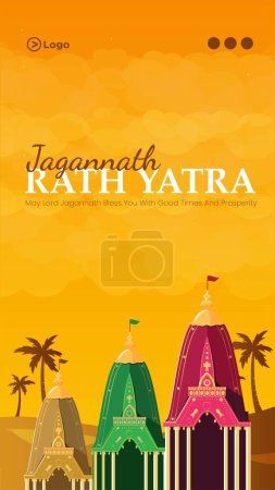Téléchargez les illustrations : Festival indien jagannath rath yatra portrait template design. - en licence libre de droit
