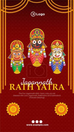 Téléchargez les illustrations : Festival indien jagannath rath yatra portrait template design. - en licence libre de droit