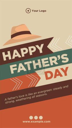 Illustration for Happy father's day portrait template design. - Royalty Free Image