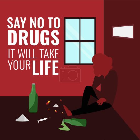 Illustration for Banner design of say no to drugs it will take your life template. - Royalty Free Image