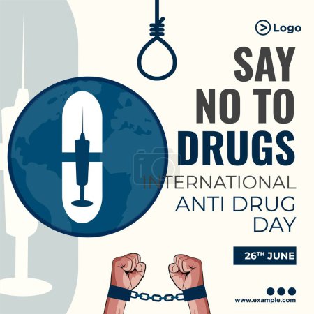 Téléchargez les illustrations : Conception de bannière de dire non aux drogues Modèle international de journée anti-drogue. - en licence libre de droit