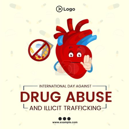 Ilustración de Diseño de banner del día internacional contra la plantilla de abuso de drogas. - Imagen libre de derechos