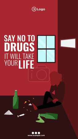Téléchargez les illustrations : Dites non aux médicaments il faudra votre conception de modèle de portrait de vie. - en licence libre de droit