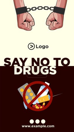 Ilustración de Decir no a las drogas diseño de plantilla de retrato. - Imagen libre de derechos