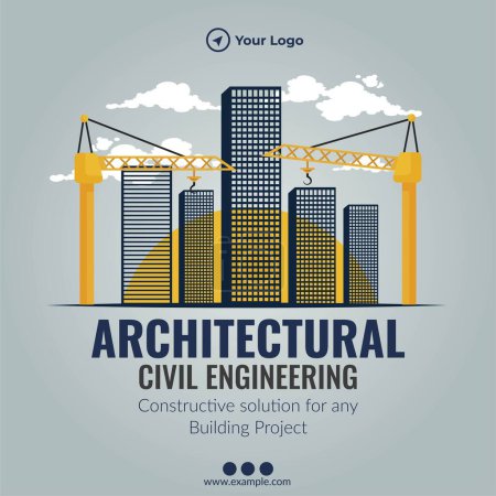 Téléchargez les illustrations : Modèle de conception de bannière de génie civil architectural. - en licence libre de droit