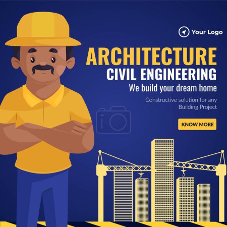 Illustration for Architecture civil engineering we build your dream home banner design template. - Royalty Free Image