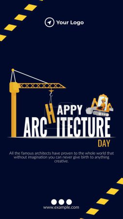 Illustration for Happy architecture day portrait template design. - Royalty Free Image