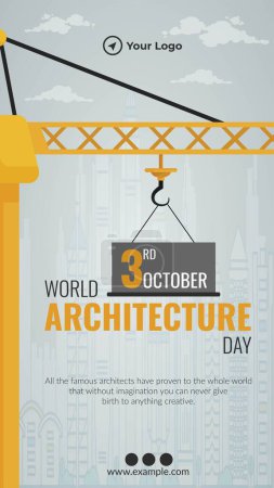 Téléchargez les illustrations : Journée mondiale de l'architecture portrait modèle design. - en licence libre de droit