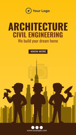 Téléchargez les illustrations : Architecture génie civil, nous construisons votre modèle de portrait maison de rêve. - en licence libre de droit