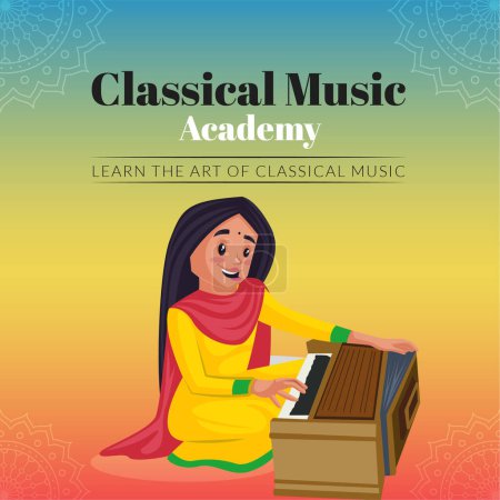 Téléchargez les illustrations : Modèle de bannière de l'académie de musique classique. - en licence libre de droit