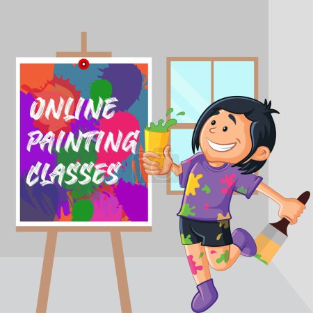 Ilustración de Diseño de banner de plantilla de clases de pintura en línea. - Imagen libre de derechos