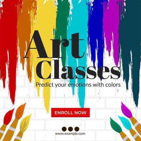 Illustration for Banner design of art classes predict your emotions with colors template. - Royalty Free Image