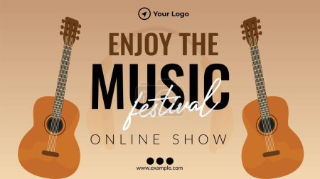 Illustration for Enjoy the music festival landscape banner template. - Royalty Free Image