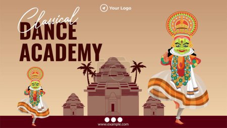 Illustration for Classical dance academy landscape banner template. - Royalty Free Image