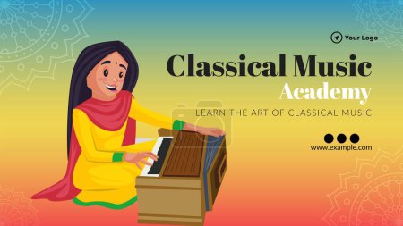 Illustration for Classical music academy landscape banner template. - Royalty Free Image