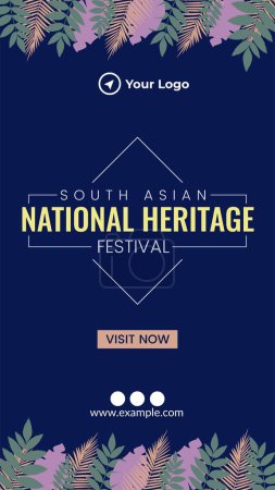 Téléchargez les illustrations : Modèle de portrait de festival du patrimoine national sud-asiatique. - en licence libre de droit