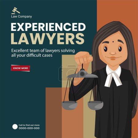 Illustration for Experienced lawyers banner design template. - Royalty Free Image