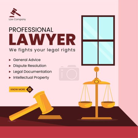 Illustration for Professional lawyer we fights your legal rights banner design. - Royalty Free Image