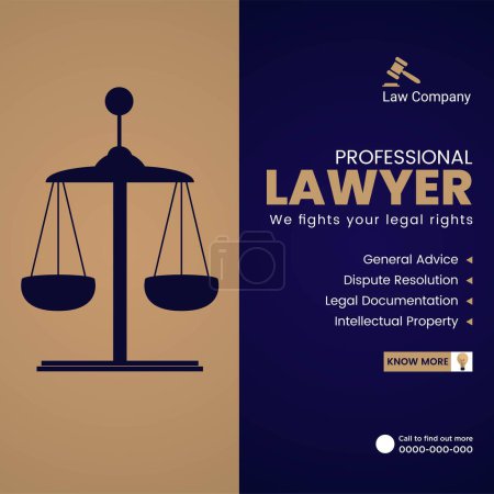 Téléchargez les illustrations : Avocat professionnel nous combattons votre conception de bannière de droits légaux. - en licence libre de droit