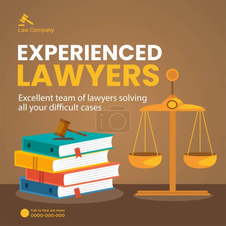 Illustration for Excellent team of lawyers solving all your difficult cases banner design. - Royalty Free Image