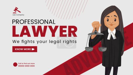 Illustration for Professional lawyer we fights your legal rights landscape banner design. - Royalty Free Image