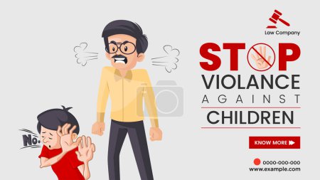 Illustration for Stop violance against children landscape banner design. - Royalty Free Image