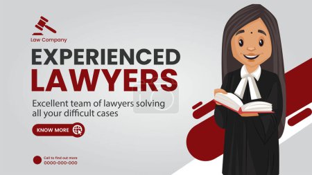 Illustration for Experienced lawyers landscape banner design template. - Royalty Free Image