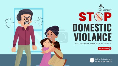 Illustration for Stop domestic violance get the legal advice from experts landscape banner design template. - Royalty Free Image