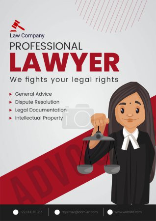 Illustration for Professional lawyer we fights your legal rights flyer design. - Royalty Free Image