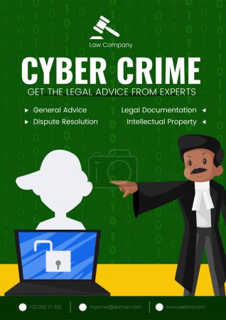 Ilustración de Delito cibernético obtener el asesoramiento legal de expertos diseño de folletos. - Imagen libre de derechos