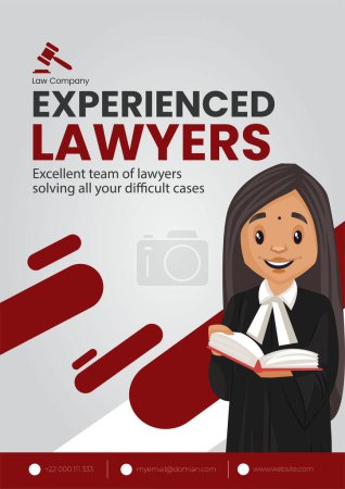 Illustration for Experienced lawyers flyer template design. - Royalty Free Image
