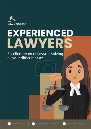 Illustration for Experienced lawyers flyer design template. - Royalty Free Image