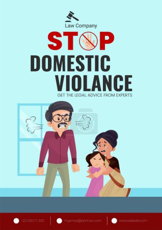 Illustration for Stop domestic violance get the legal advice from experts flyer design. - Royalty Free Image