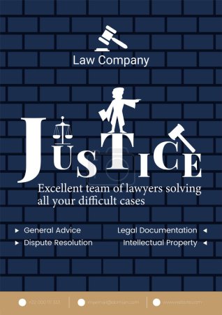 Téléchargez les illustrations : Justice excellente équipe d'avocats résoudre tous vos cas difficiles conception flyer. - en licence libre de droit