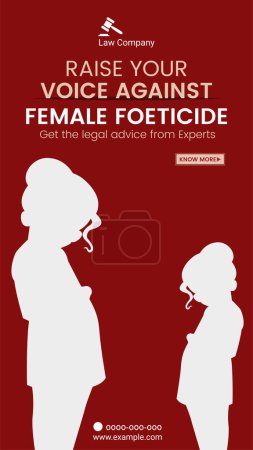 Illustration for Raise your voice against female foeticide portrait template design. - Royalty Free Image