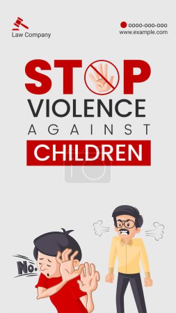 Illustration for Stop violence against children portrait template design. - Royalty Free Image