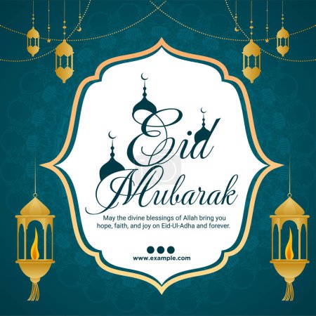 Illustration for Banner design of Muslim festival Eid  Mubarak template. - Royalty Free Image